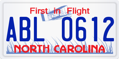 NC license plate ABL0612