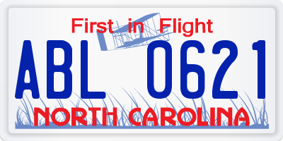 NC license plate ABL0621