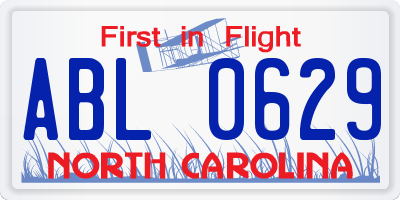 NC license plate ABL0629
