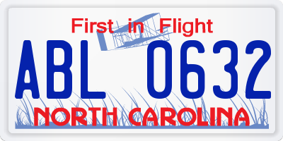 NC license plate ABL0632