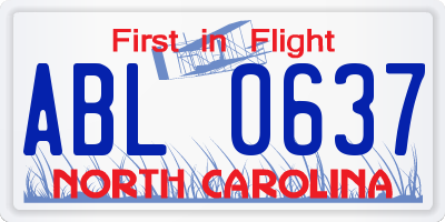 NC license plate ABL0637