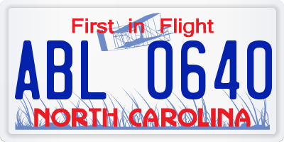 NC license plate ABL0640