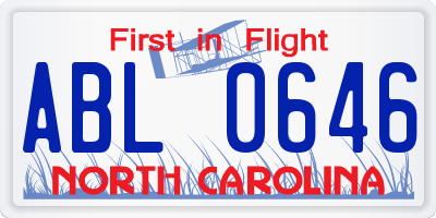 NC license plate ABL0646