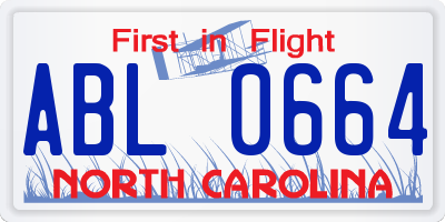 NC license plate ABL0664