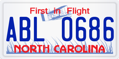 NC license plate ABL0686