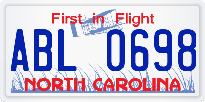 NC license plate ABL0698