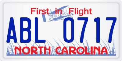 NC license plate ABL0717