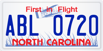 NC license plate ABL0720