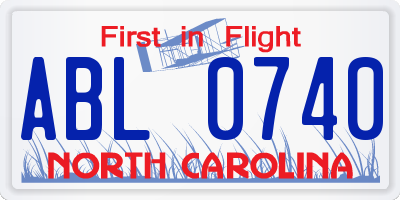 NC license plate ABL0740