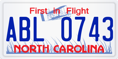 NC license plate ABL0743