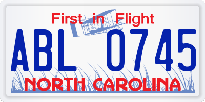 NC license plate ABL0745