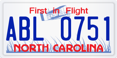 NC license plate ABL0751