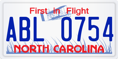 NC license plate ABL0754