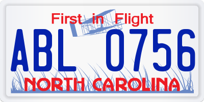 NC license plate ABL0756