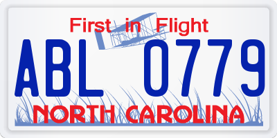 NC license plate ABL0779