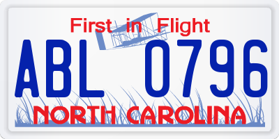 NC license plate ABL0796