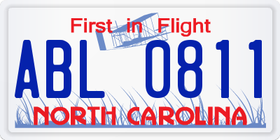 NC license plate ABL0811