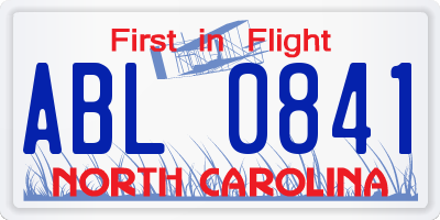 NC license plate ABL0841