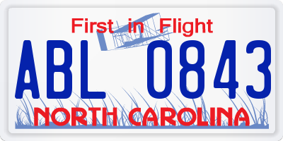 NC license plate ABL0843