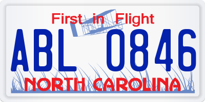 NC license plate ABL0846