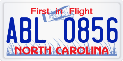 NC license plate ABL0856