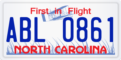 NC license plate ABL0861