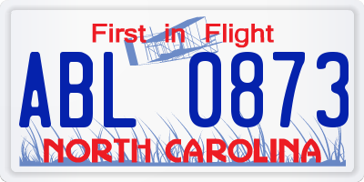 NC license plate ABL0873