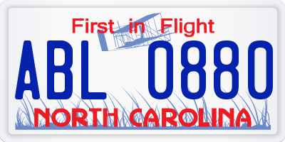 NC license plate ABL0880