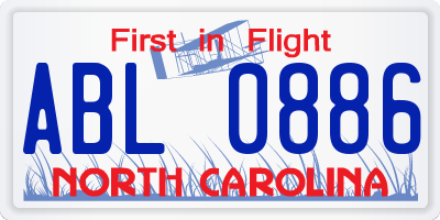 NC license plate ABL0886