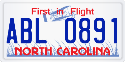 NC license plate ABL0891