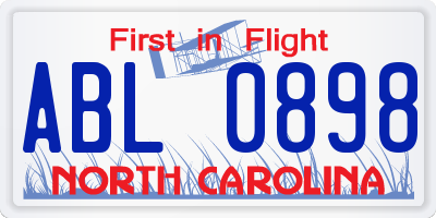 NC license plate ABL0898