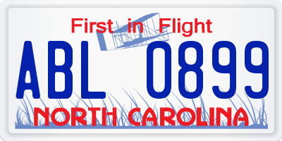 NC license plate ABL0899
