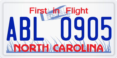 NC license plate ABL0905