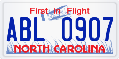 NC license plate ABL0907
