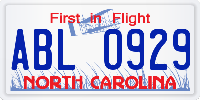 NC license plate ABL0929