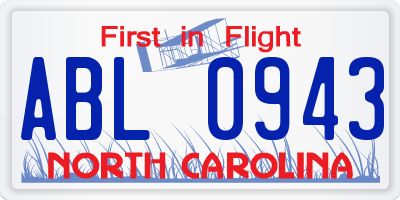 NC license plate ABL0943