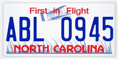 NC license plate ABL0945
