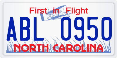 NC license plate ABL0950