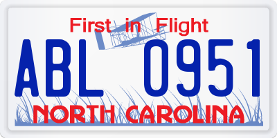 NC license plate ABL0951