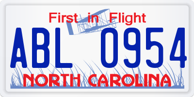 NC license plate ABL0954