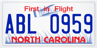 NC license plate ABL0959