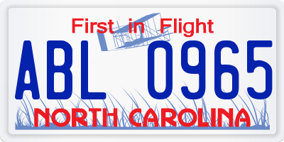 NC license plate ABL0965
