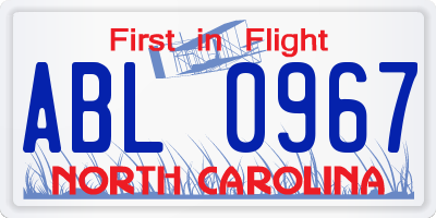 NC license plate ABL0967