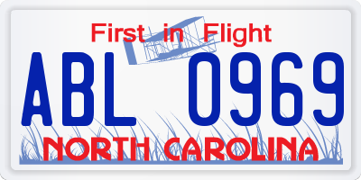 NC license plate ABL0969