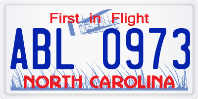 NC license plate ABL0973