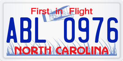 NC license plate ABL0976