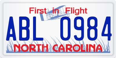 NC license plate ABL0984