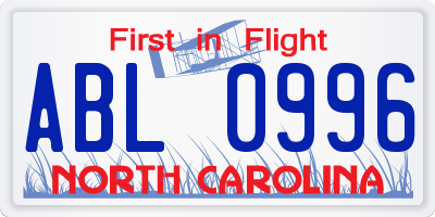 NC license plate ABL0996