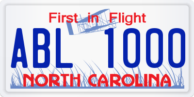 NC license plate ABL1000