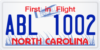 NC license plate ABL1002